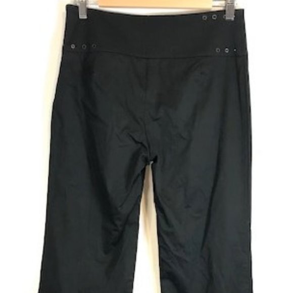 Laura Biagiotti Roma Black Side Zip Bootcut Pants Decorated Waist Italy Size 8 - Picture 5 of 9